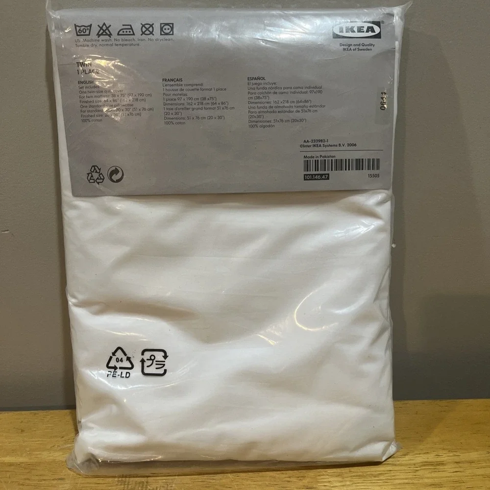 IKEA Alvine Brodyr Twin DUVET COVER Set‎ Scallop Edge WHITE Embroidered